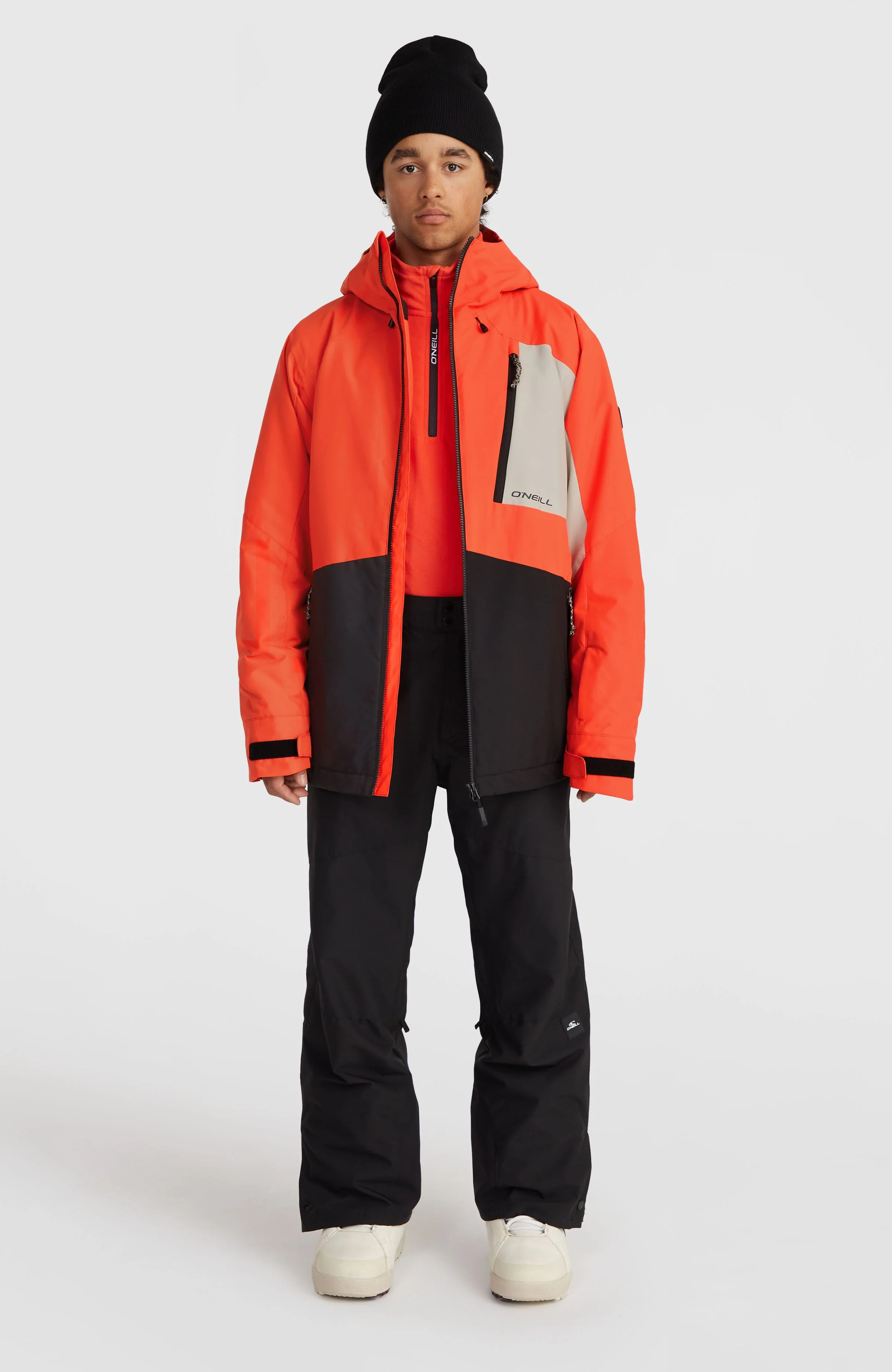 Hammer Block Snow Jacket | Paprika Flame Colour Block - Image 8